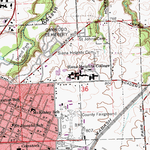 Topographic Map of Science Building, MI