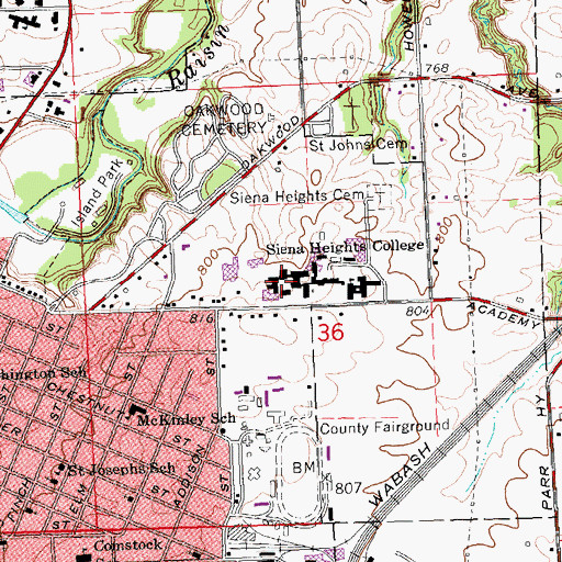 Topographic Map of Benincasa Dining Hall, MI