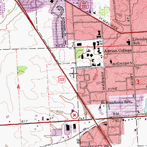 Topographic Map of Plant Services Building, MI