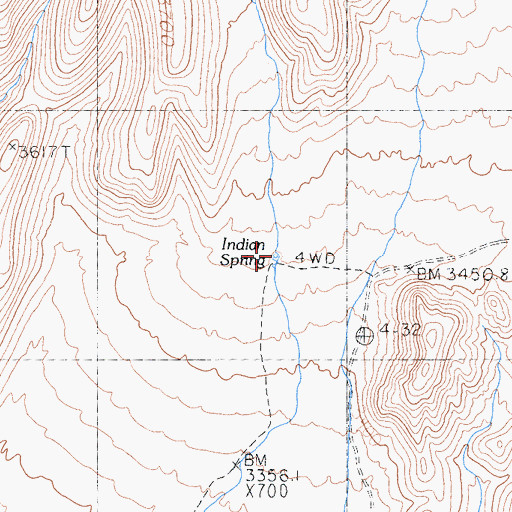 Topographic Map of Indian Spring, CA