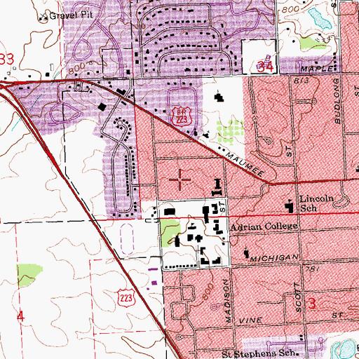 Topographic Map of Herrick Hall, MI