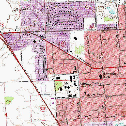 Topographic Map of Deans Hall, MI