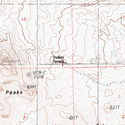 Topographic Map of Indian Spring, CA