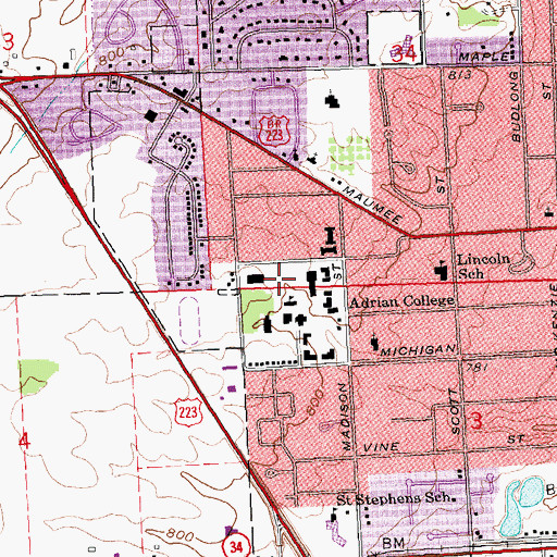 Topographic Map of Shipman Library, MI