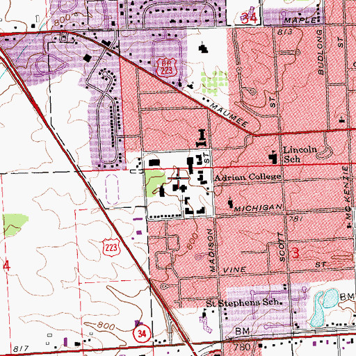 Topographic Map of Administration Building, MI