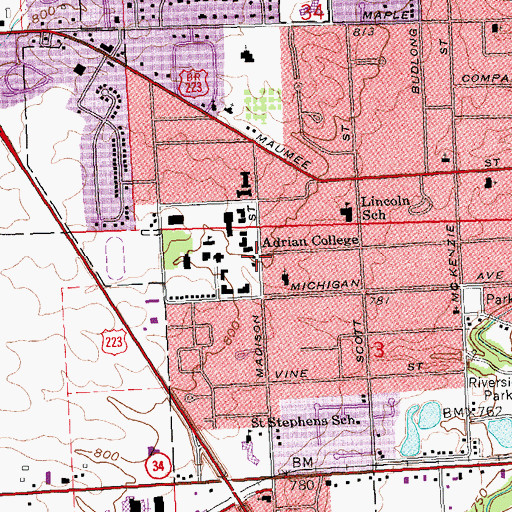 Topographic Map of Herrick Tower, MI