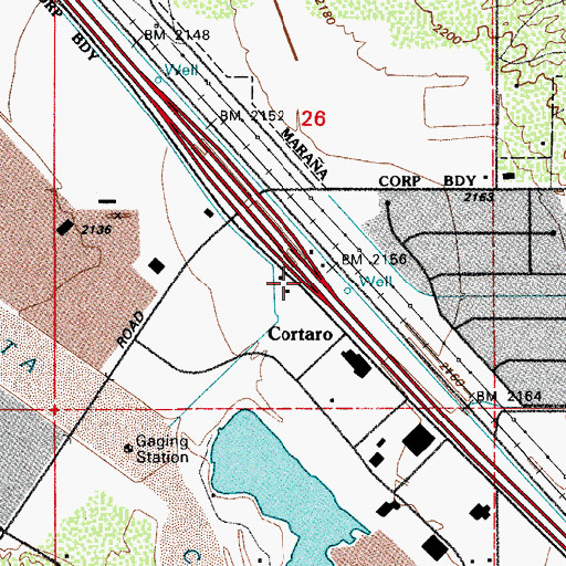 Topographic Map of Cortaro, AZ
