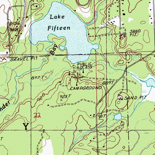 Topographic Map of Lake Fifteen Campground, MI