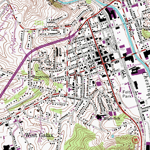 Topographic Map of Life Center of Galax, VA