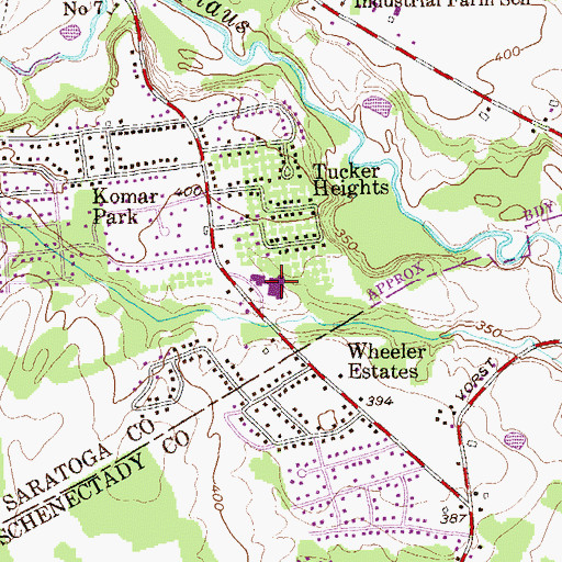 Topographic Map of Charlton Heights Elementary School, NY