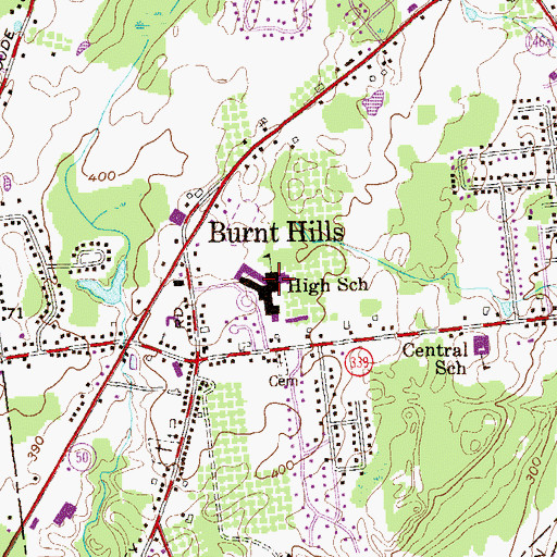 Topographic Map of Burnt Hills-Ballston Lake High School, NY