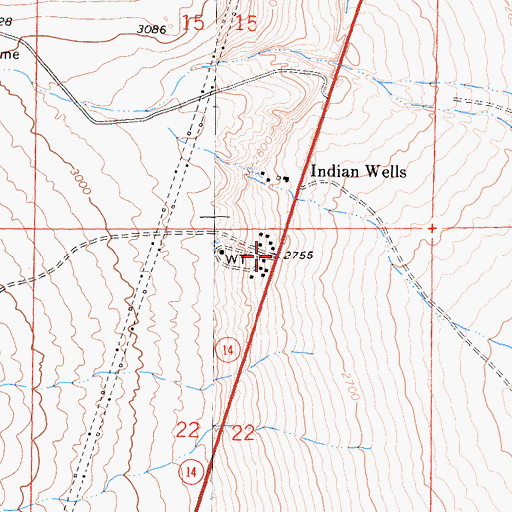 Topographic Map of Indian Wells, CA