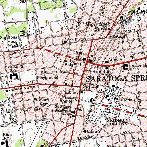 Topographic Map of Saratoga Independent School, NY