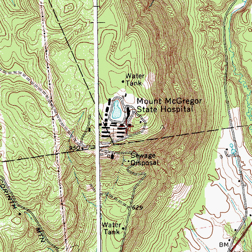 Topographic Map of Mount McGregor Correctional Facility, NY