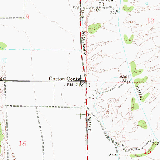 Topographic Map of Cotton Center, AZ