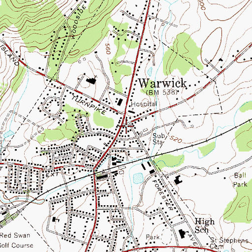 Topographic Map of Albert Wisner Memorial Library, NY