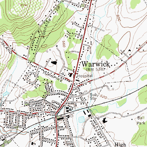 Topographic Map of Saint Anthony Community Hospital, NY