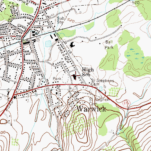 Topographic Map of Park Avenue Elementary School, NY