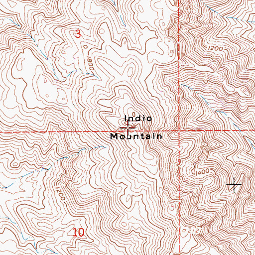 Topographic Map of Indio Mountain, CA