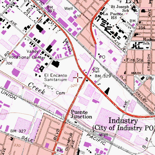 Topographic Map of Industry, CA