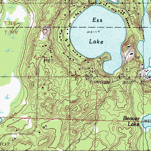 Topographic Map of Ess Lake State Forest Campground, MI
