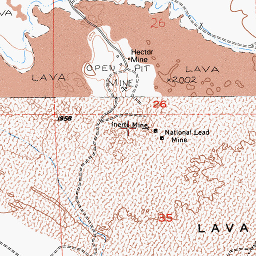 Topographic Map of Inerto Mine, CA