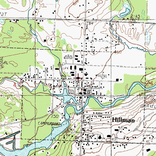 Topographic Map of Hillman Fire and Ambulance Department, MI