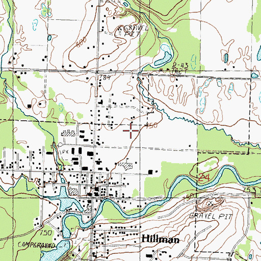 Topographic Map of Hillman Elementary School, MI