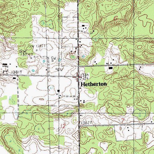 Topographic Map of Hetherton Post Office (historical), MI