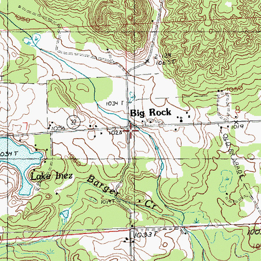 Topographic Map of Big Rock Historical Marker, MI