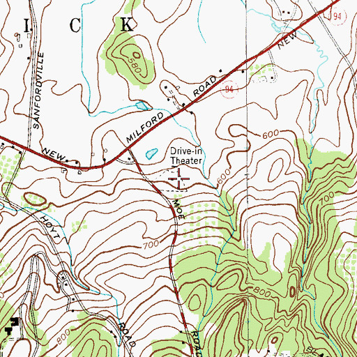 Topographic Map of Warwick Drive-In, NY