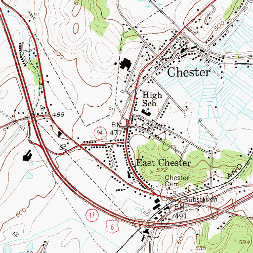 Topographic Map of First Presbyterian Church of Chester, NY