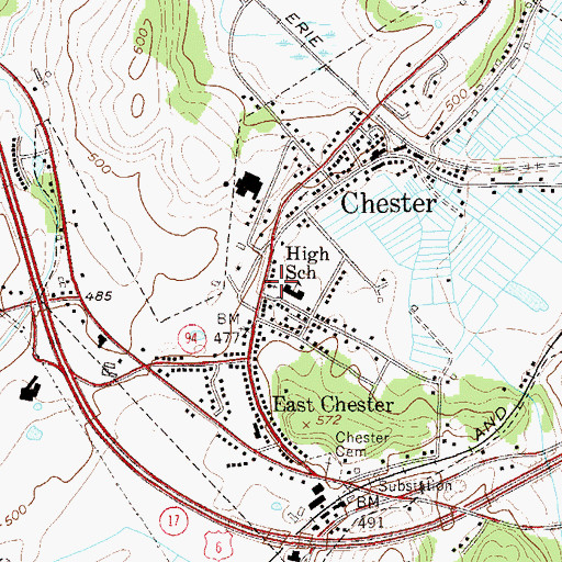 Topographic Map of Saint Paul's Episcopal Church, NY