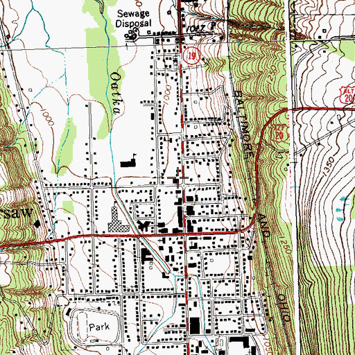 Topographic Map of Wyoming County Court House, NY