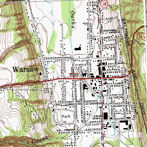 Topographic Map of Warsaw Elementary School, NY
