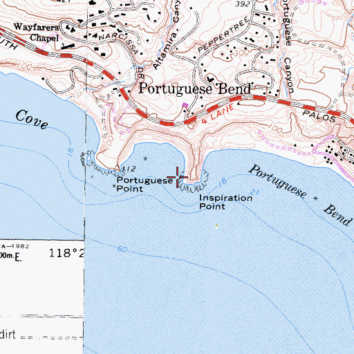 Topographic Map of Inspiration Point, CA