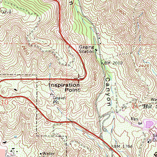 Topographic Map of Inspiration Point, CA
