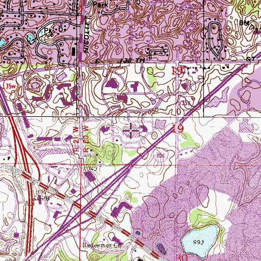 Topographic Map of Fairview Ridges Hospital, MN