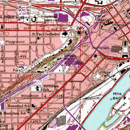 Topographic Map of Children's Hospitals and Clinics of Minnesota - Saint Paul, MN