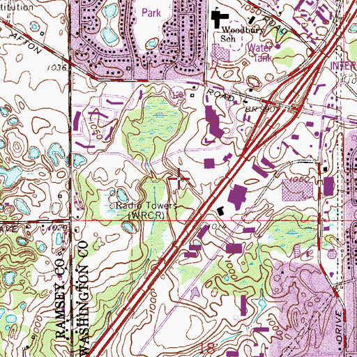 Topographic Map of HealthEast Woodwinds Health Campus, MN