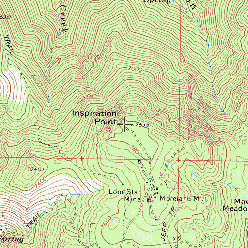 Topographic Map of Inspiration Point, CA