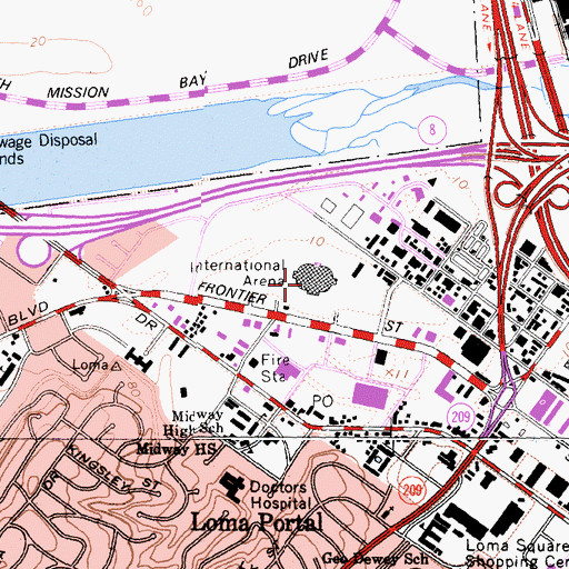 Topographic Map of International Arena, CA