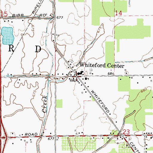 Topographic Map of Whiteford Center Post Office (historical), MI
