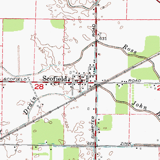 Topographic Map of Scofield Station, MI