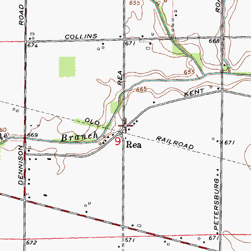 Topographic Map of Rea, MI