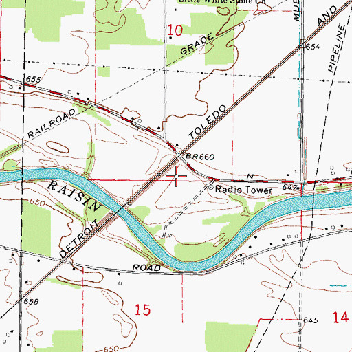 Topographic Map of Raisinville Station, MI