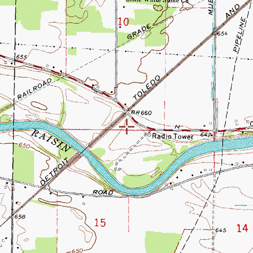Topographic Map of Raisinville Post Office (historical), MI
