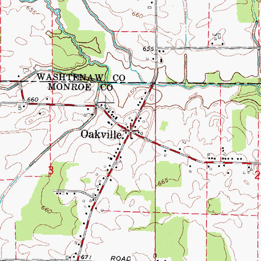 Topographic Map of Oakville Post Office (historical), MI