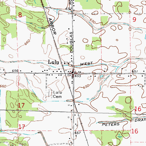 Topographic Map of Lulu Station, MI