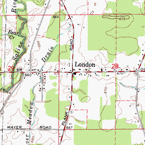 Topographic Map of London Post Office (historical), MI